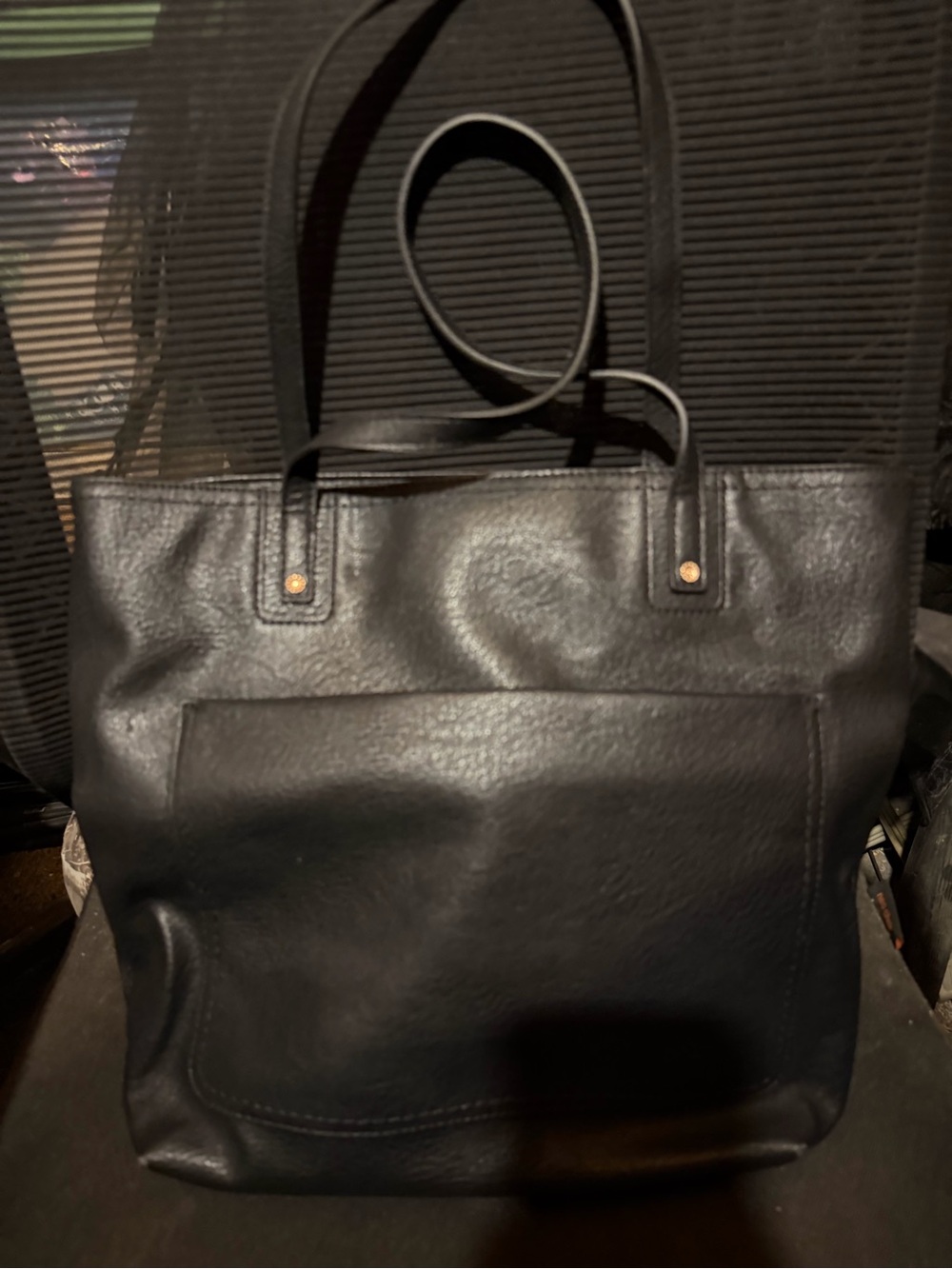 LC Lauren Conrad Black Leather Tote Bag